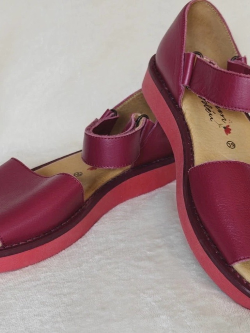 Gudrun Sjöden Sweet Berry Leather Sandals with Coral Pink Soles